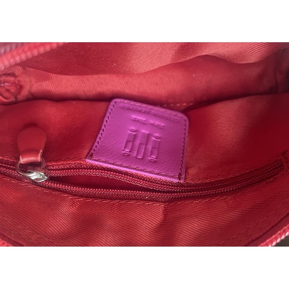 ILI New York NWT Women's Fuchsia Leather Cosmetic Pouch Red Lips‎ Makeup Bag - Picture 4 of 11